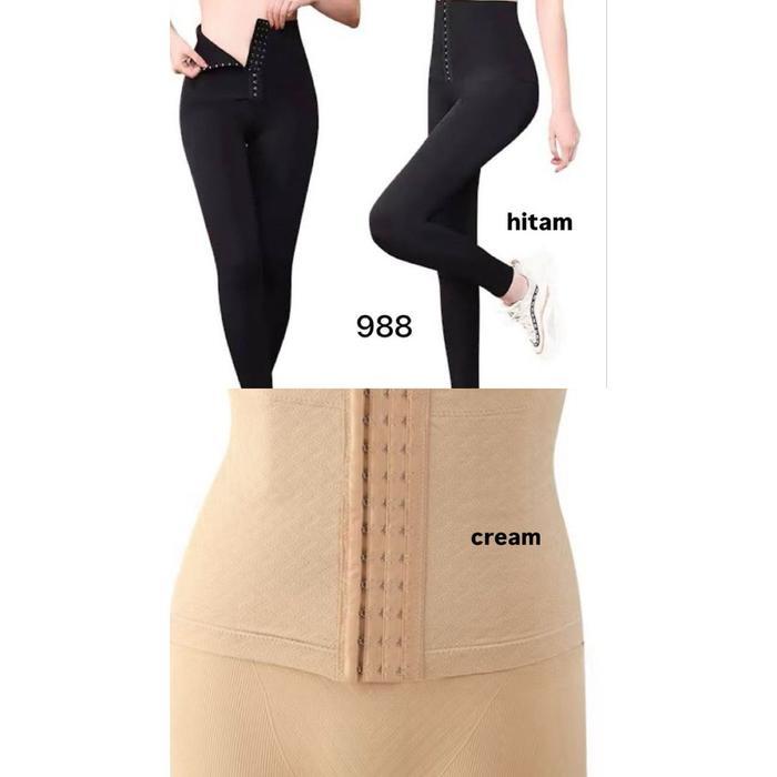 LEGGING KORSET /LEGGING PELANGSING / CELANA LEGGING KORSET PANJANG WANITA High Waist Nyaman Hitam