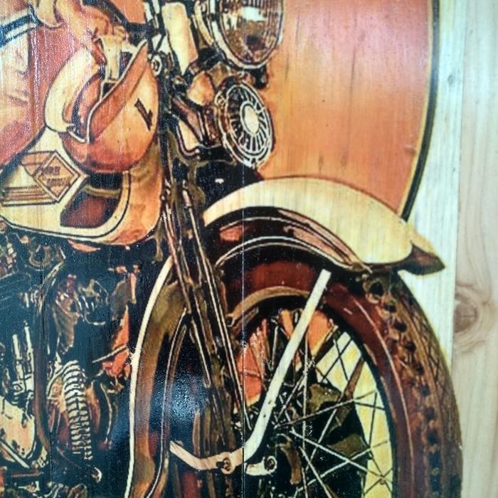BERKUALITAS LUKISAN KAYU HARLEY DAVIDSON VINTAGE HIASAN DINDING JATIBELANDA