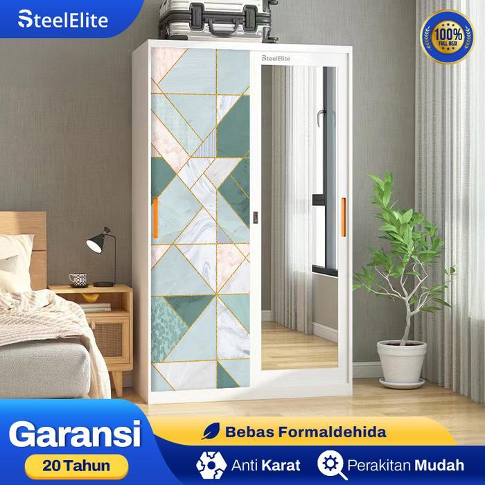 lemari baju besi sliding 2 pintu anti karat lemari besi pakian minimalis pintu sliding