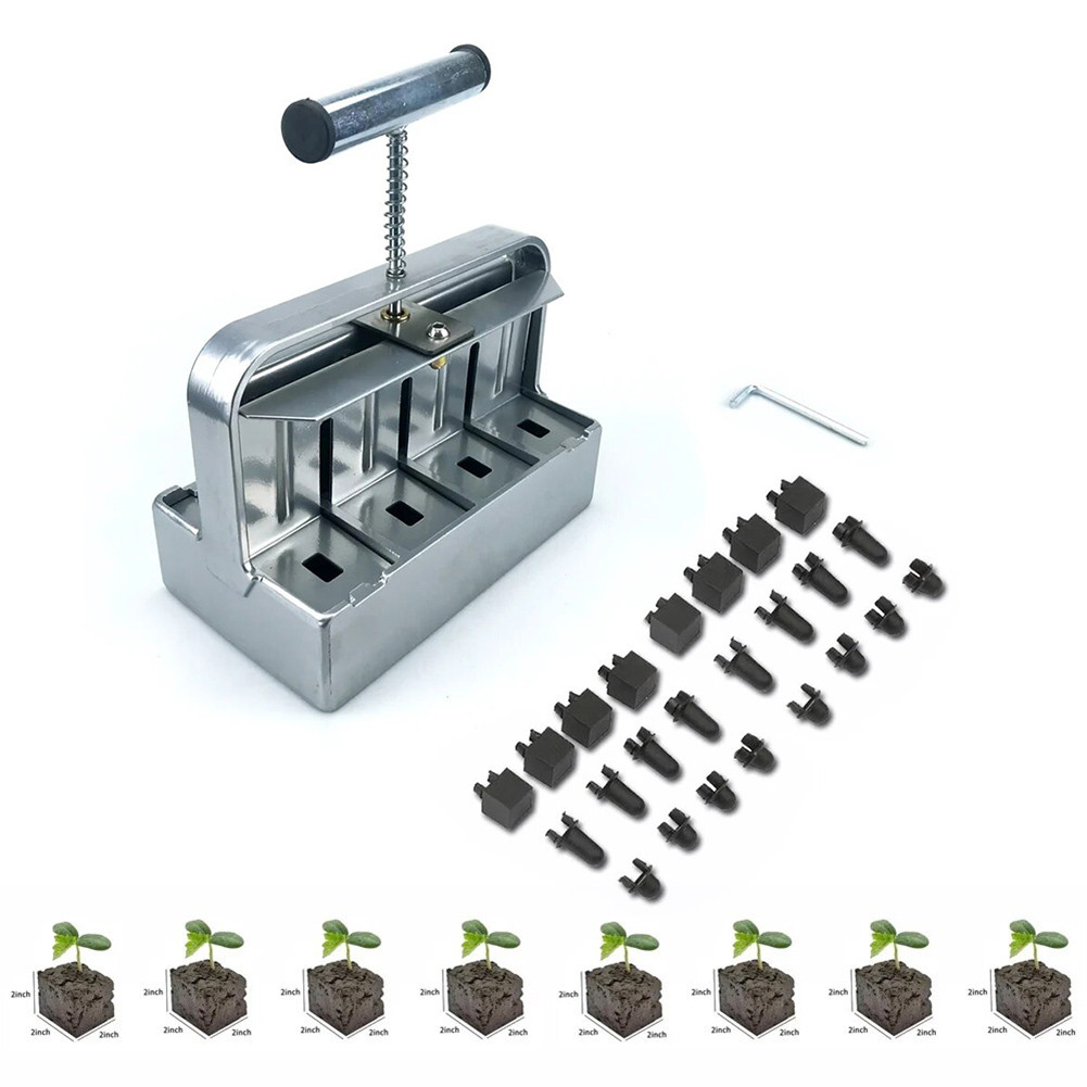 Stainless Steel Soil Blocker with Handle Seedling Soil Block Maker Reusable Soil Blocking Tool for