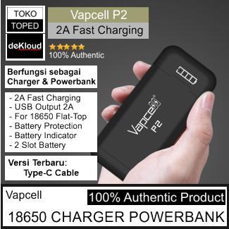 Authentic Vapcell P2 18650 Fast Charger Power Bank 2A Powerbank Battery Baterai Cas Pasti Ori
