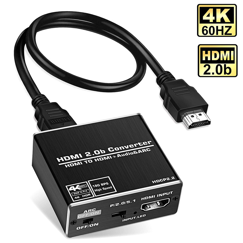HDMI audio extractor 4K 60Hz HDMI 2.0 Audio Extractor ARC Splitter 5.1 Ch HDMI to toslink audio