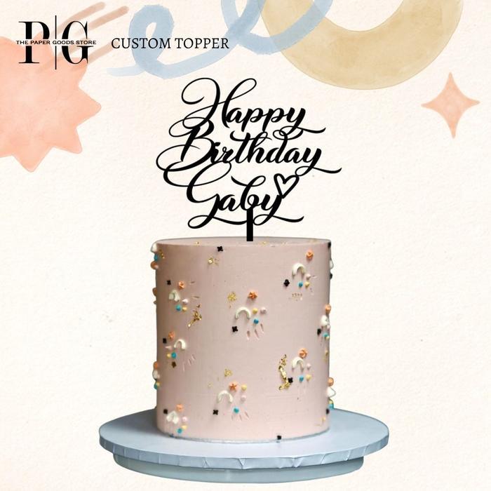 Custom Birthday Cake Topper Ulang Tahun Tusuka Hiasan Kue Ultah Mini