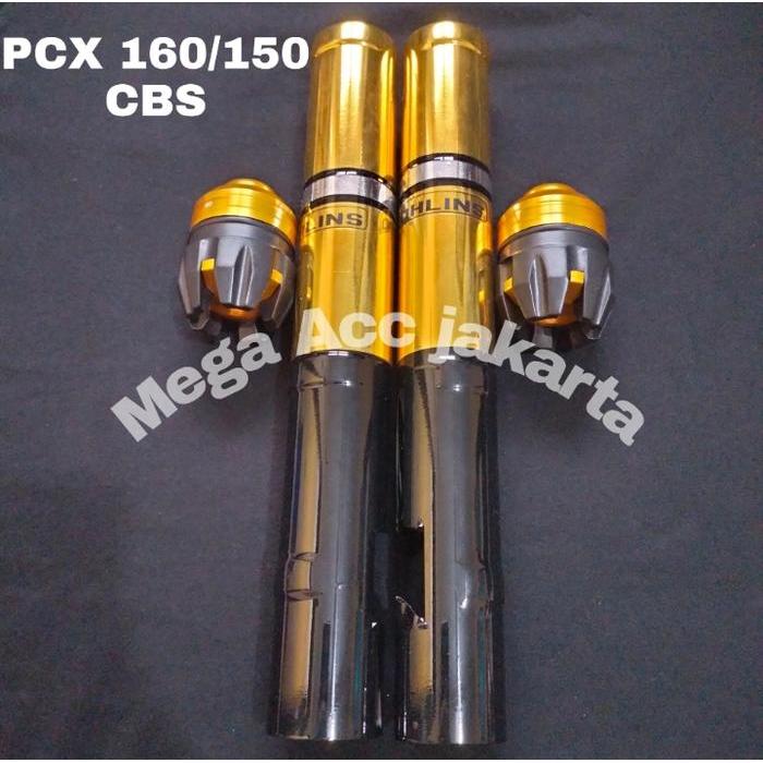 paket cover shock depan ohlins motor pcx 160 pcx 150 CBS + jalu as depan gold *