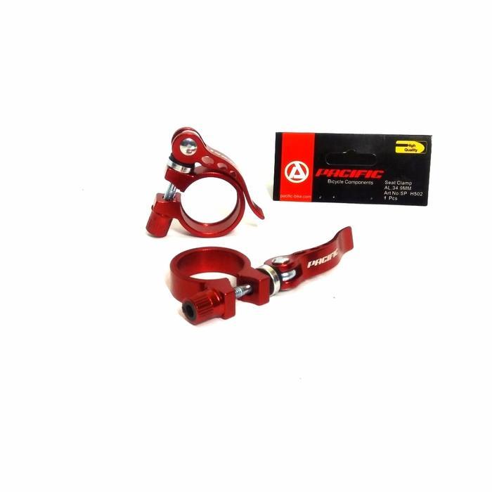 Seatclamp Sepeda Lipat Mtb 34.9 Mm Pacific Alloy Qr Hitam Merah Biru #Gratisongkir