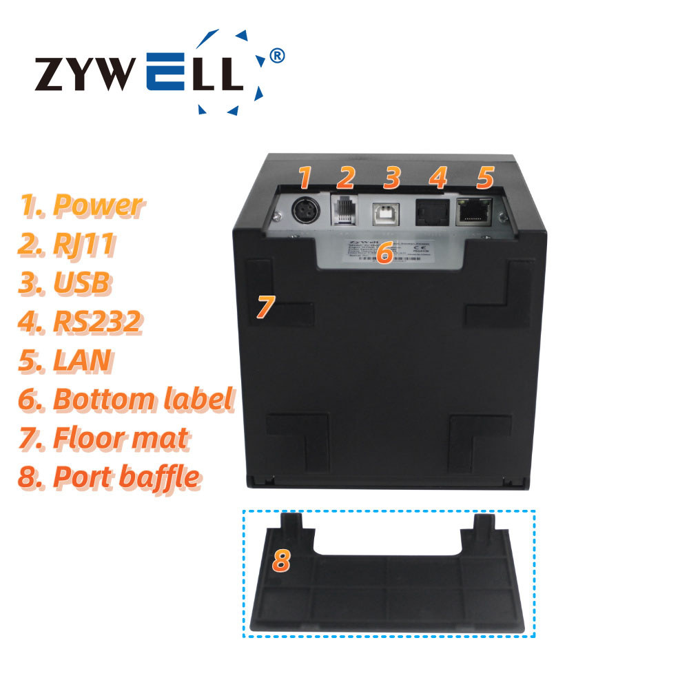 ZYWELL H862 80 mm Thermal Pos Printer with Screen Dual Color Print Function Invoice Receipt Printer