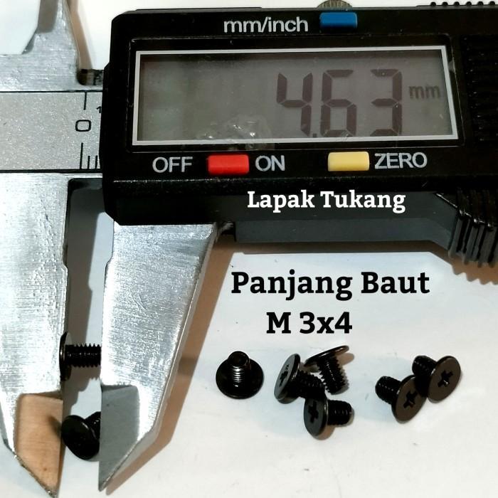 Baut Komputer M3x3 M3x4 M3x5 M3x6 M3x8 M3x9 untuk Laptop - M3x4, Hitam