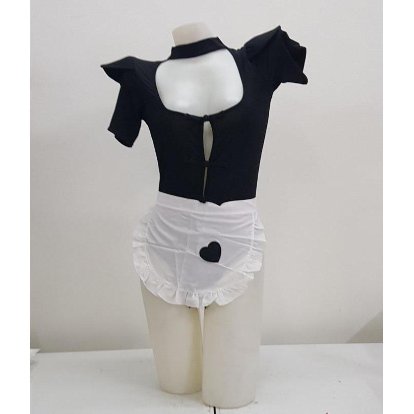 Diskon Sexy Lingerie Seksi Sexy Set Cosplay Custom + G String Model Charming Maid Waitress Babydoll