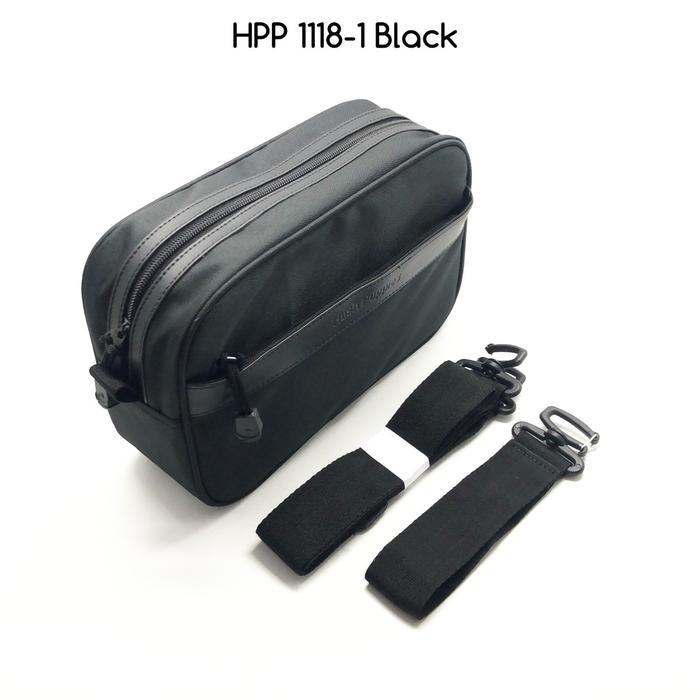 BERKUALITAS Hand Bag Hush Puppies 218-1 Black Super Premium Import Clutch Pria