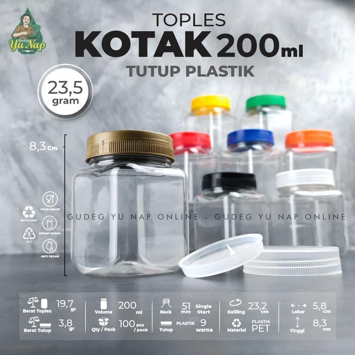 Toples Sambal / Bumbu 200 ml - Toples Jar Plastik 200ml (KOTAK/SQUARE)