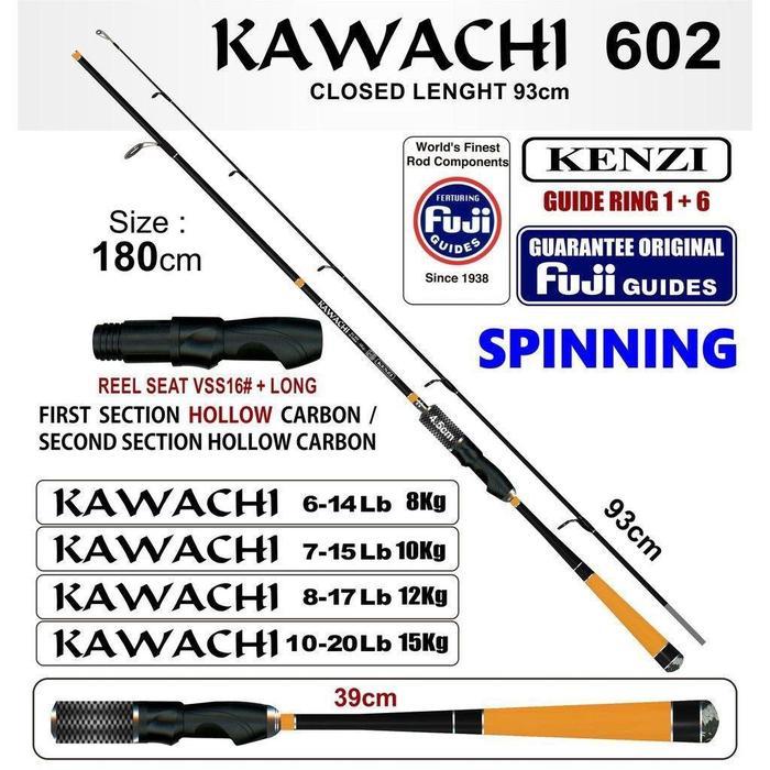 JORAN KENZI KAWACHI 602 Fuji Guides 6-14lbs 7-15lbs 8-17lbs 10-20lbs Spinning pancing Mancing - Spes