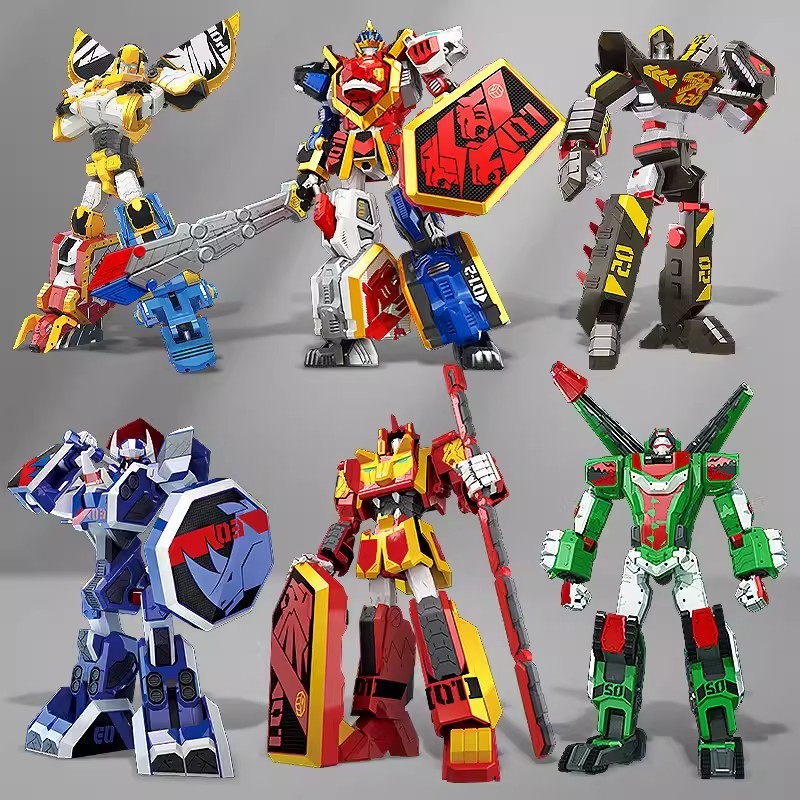 Cube Mecha Transforming Robot Toys Animal Form Lion Tiger Deformed Figures Transform Combined Vehicl