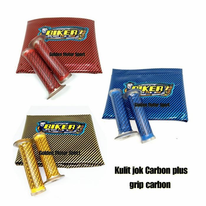KULIT JOK CARBON BIKER STANDAR THAILAND PLUS HANDGRIP CARBON UNIVERSAL DISKON