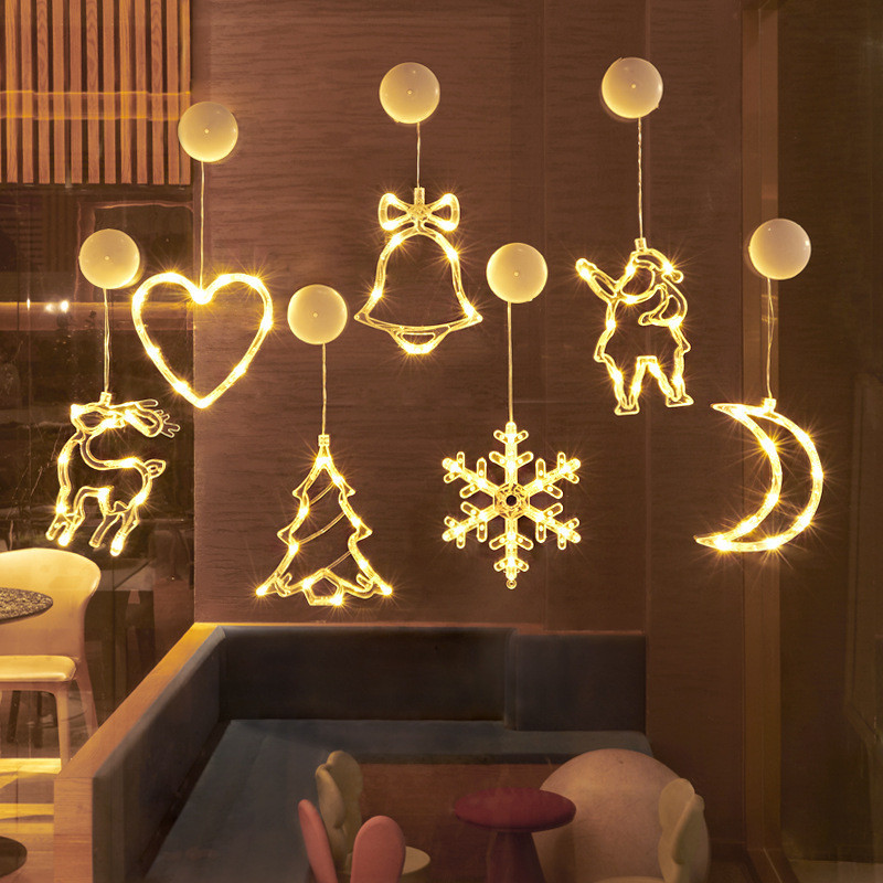 Christmas Ornaments Hanging LED Lights Bedroom Decoration Christmas Decorations Home Window Glass De