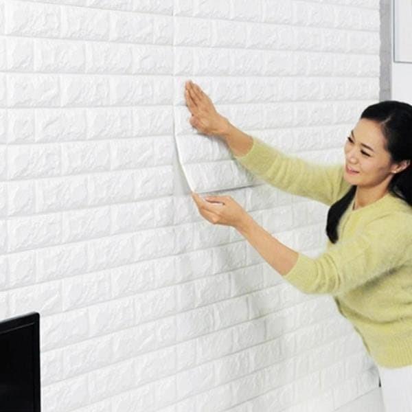 "New" Wallpaper Dinding 3D Wallfoam / Wallpaper Bata putih Foam TEBAL 3&5mm