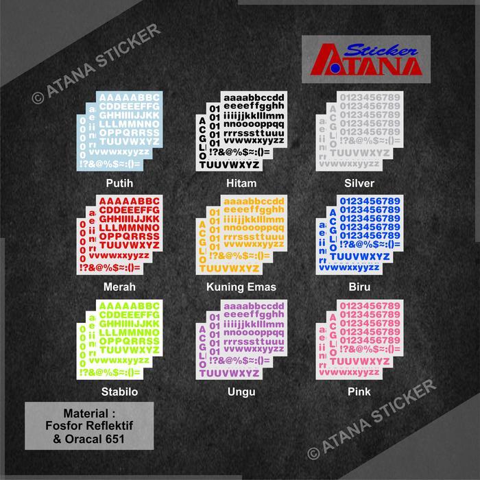 Stiker Cutting Abjad Alphabet Huruf Besar Kecil Kapital Angka Simbol Sticker Nama Symbol Custom