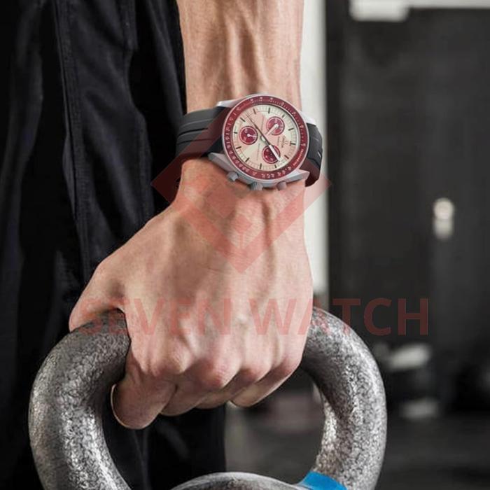 Strap Jam Tangan Omega X Swatch Moonswtach Black mission to moon