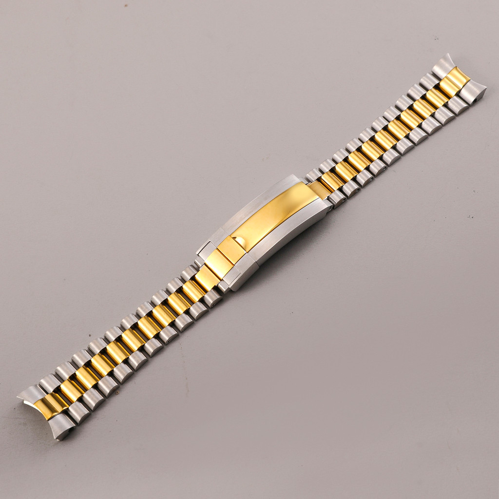 Stainless Steel President Watch Band 20mm Curved End for Datejust Silver Gold President Bracelet