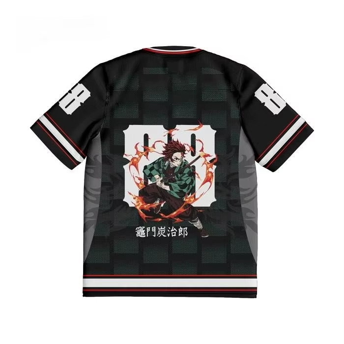 Demon Slayer Tanjiro Kamado Anime Series Fashion 88 Jersey Oversize Kpop Baseball Hockey Outfit