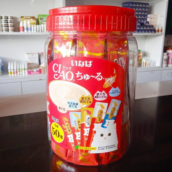 Ciao Snack Kucing Ciao Churu Creamy Treats Mix 1Toples Isi 50 - Cemilan Seafood Variety Tuna &