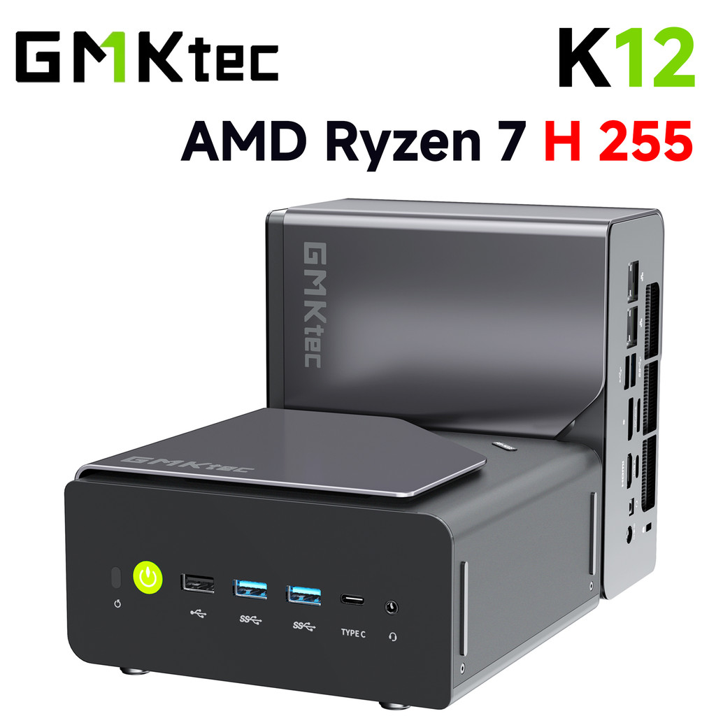 GMKtec K12 Mini PC AMD Ryzen 7 H 255 Dual DDR5 5600MT/s 3*SSD PCIe4.0 Desktop Computer WiFi 6 BT 5.2