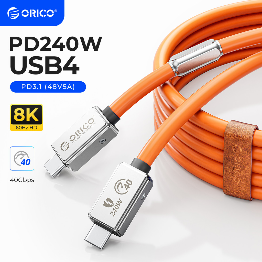 ORICO USB4 Cable 240W Compatible Thunderbolt 4 Video 8K60Hz PD3.1 USB C Fast Charge Data Transfer