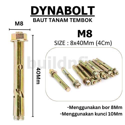 1 Dus (300 Pcs) Ib - Dynabolt / Baut Beton / Dinabol M8 X 40Mm