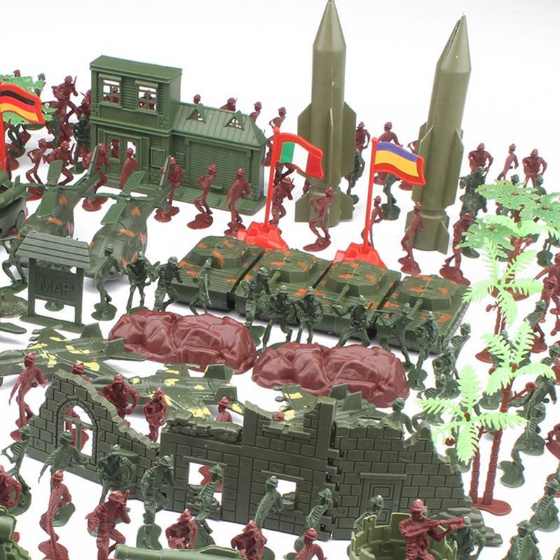 1 Set Military Toy Model Action Figure Plastic Soldiers ArmyMen Figures Poses Soldiers Rocket Tanks