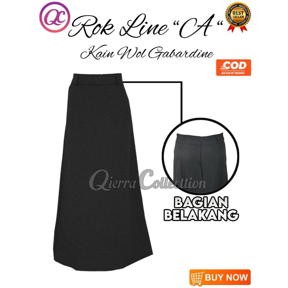 TERBARU Rok wanita model Line A, rok kerja cewek kantoran bahan wol gabardine ukuran slim reguler
