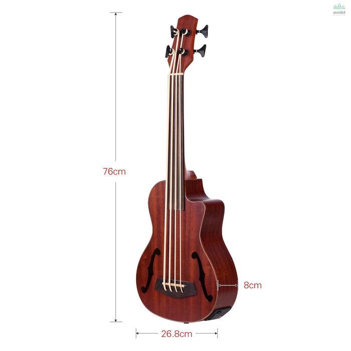 Ukulele Akustik Bass 30 Inci Cutaway U-Bass Ubass Bahan Kayu Dengan L