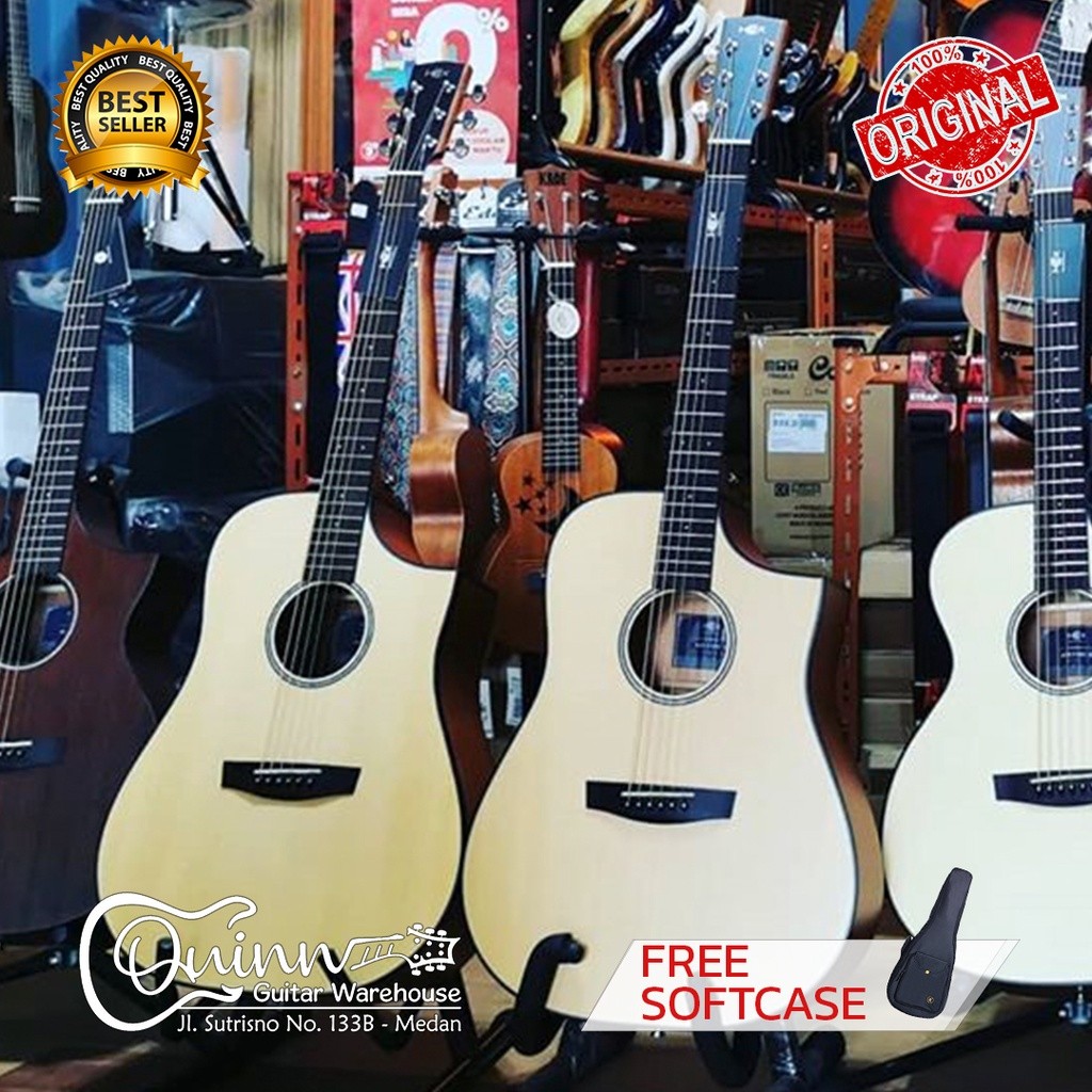 Gitar Akustik HEX F100CE Original elektrik dengan softcase termurah