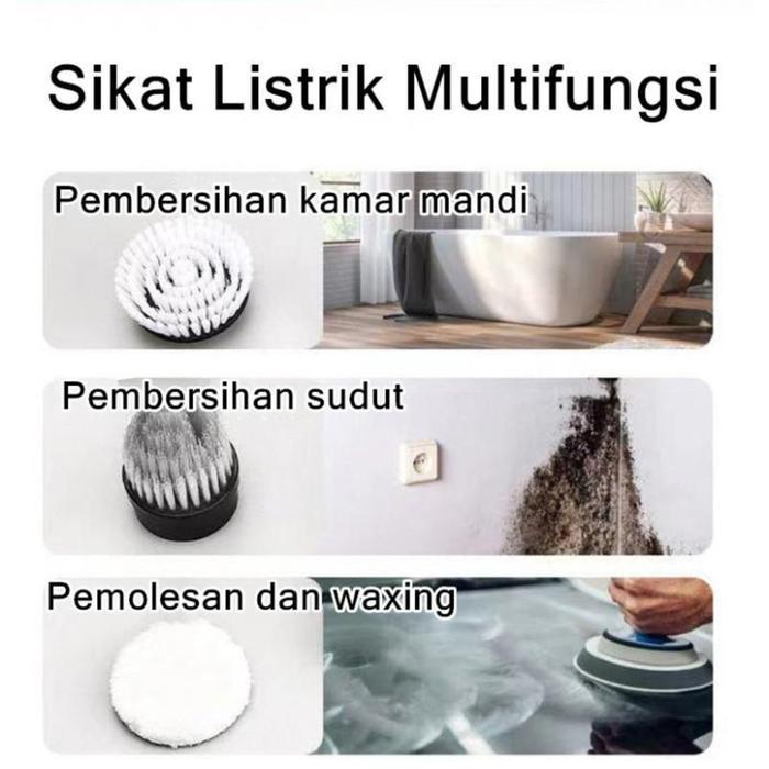 6IN1 Sikat Kamar Mandi Electric Electric Sikat Kamar Mandi Elektric Sikat Pembersih Elektrik Tanpa