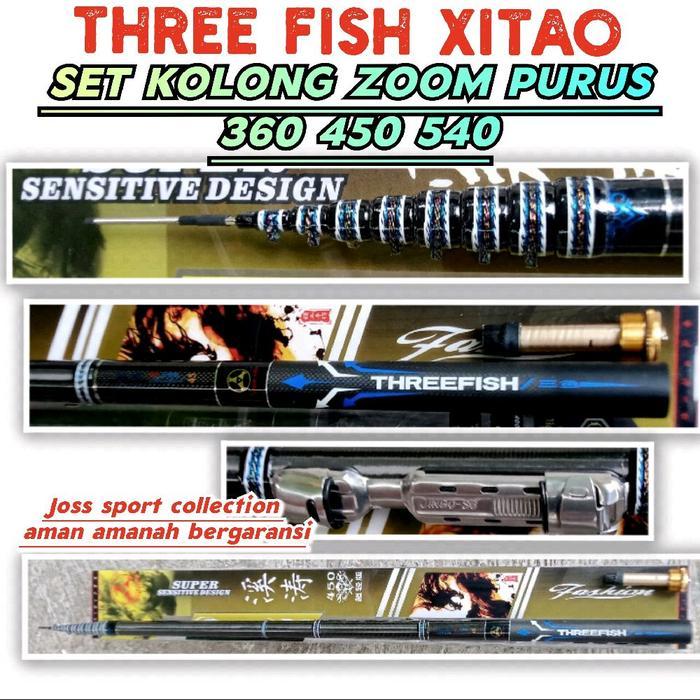 Tegek Kolong Zoom Threefish Xitao 360 450 540 Carbon Kaku Ringan Kuat Pancing