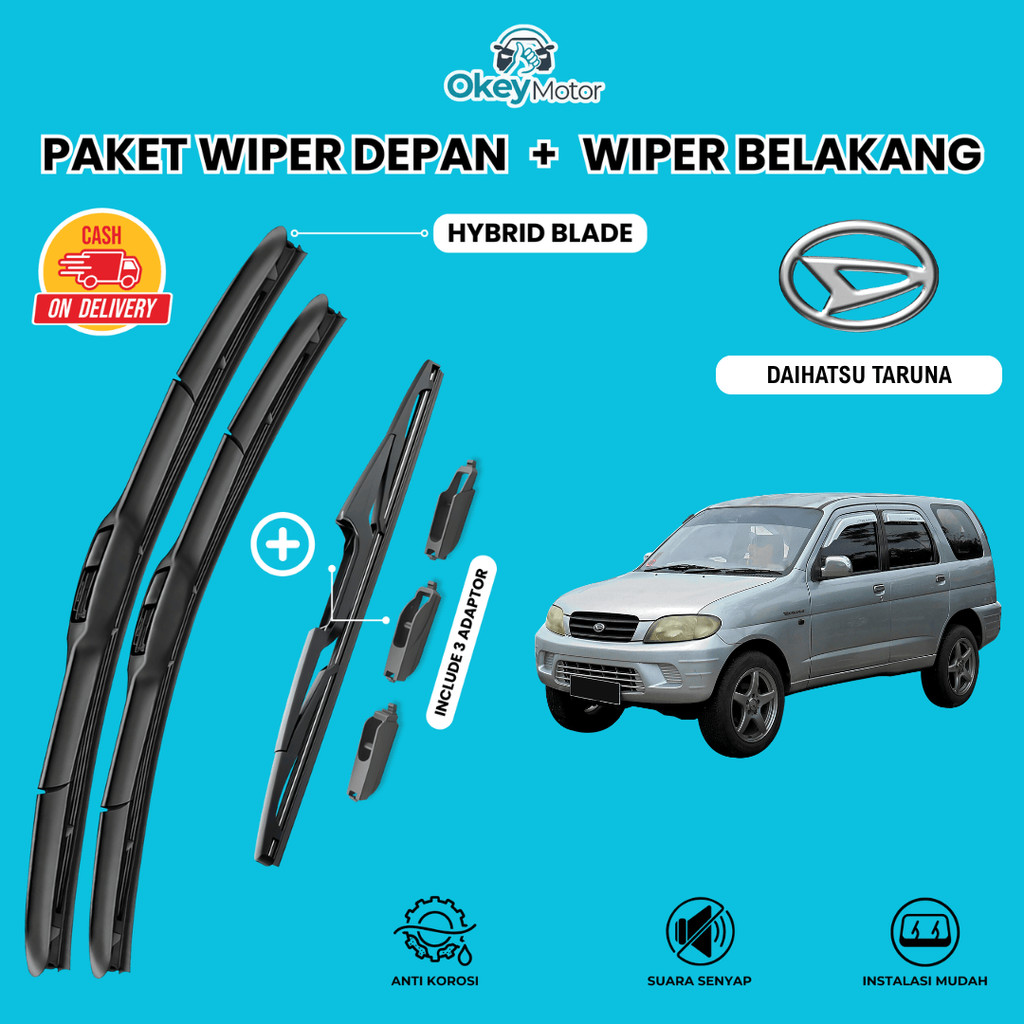 Wiper Daihatsu Taruna Hybrid Kaca Mobil Paket 1 Set Depan Belakang