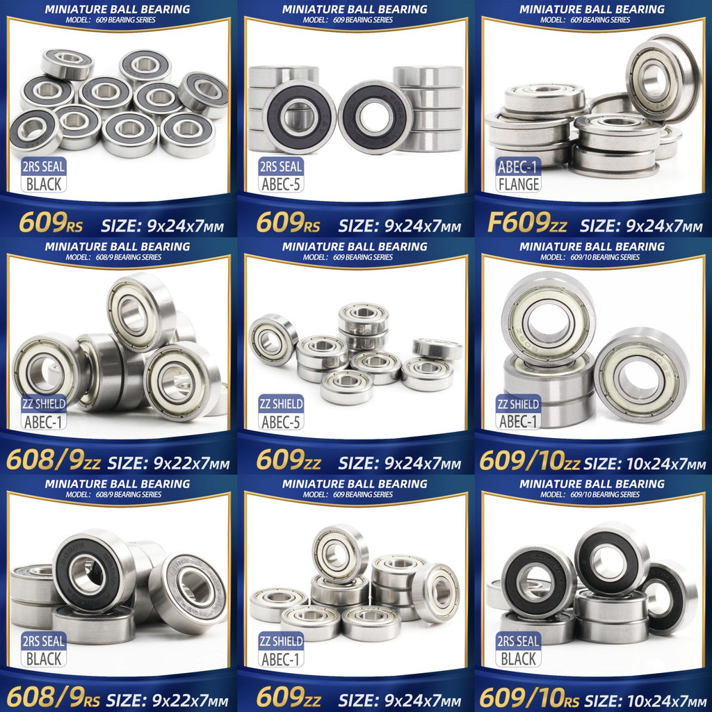 FUSHI 609 ZZ Bearing 9x24x7 mm 10Pcs 609ZZ RS 2RS Flange Handpiece Bearings For Strong Industrial