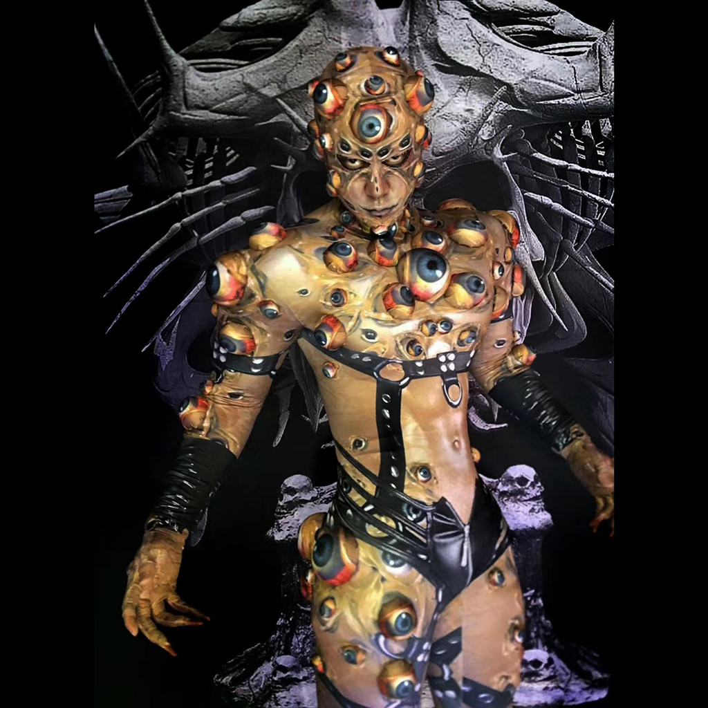 Baju Kostum Halloween Seram Full Body Ketat untuk Pria dan Wanita Tema Pesta Horor Couple