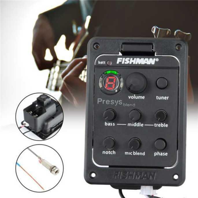 Fishman Presys Blend Preamp Amplifier Gitar EQ Tuner EQ-301 dengan 6 EQ Tuner Bass Middle Treble