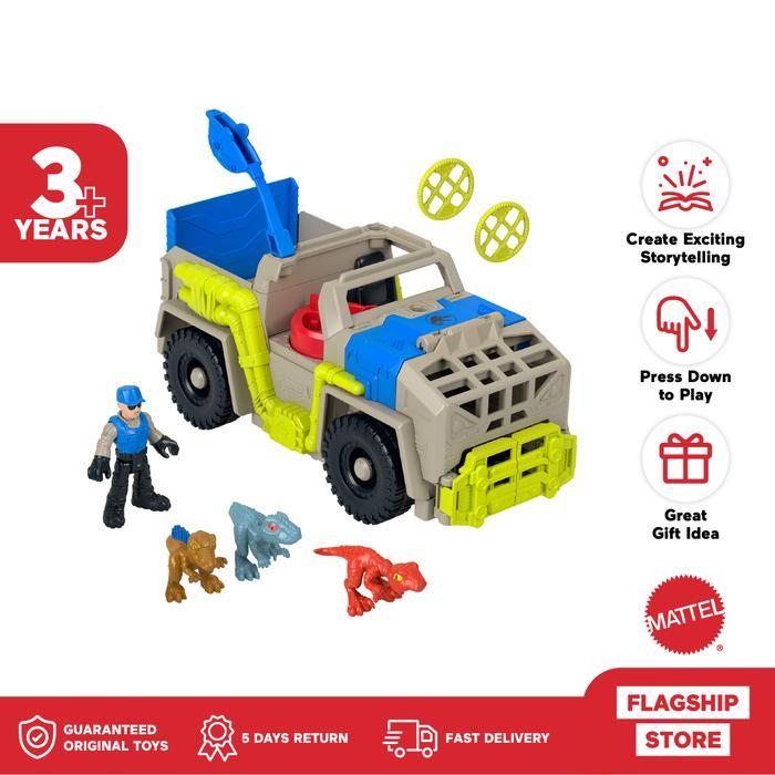 Imaginext Jurassic World Track & Transport Dino Truck Vehicle & Figure Set - Mainan Action Figure