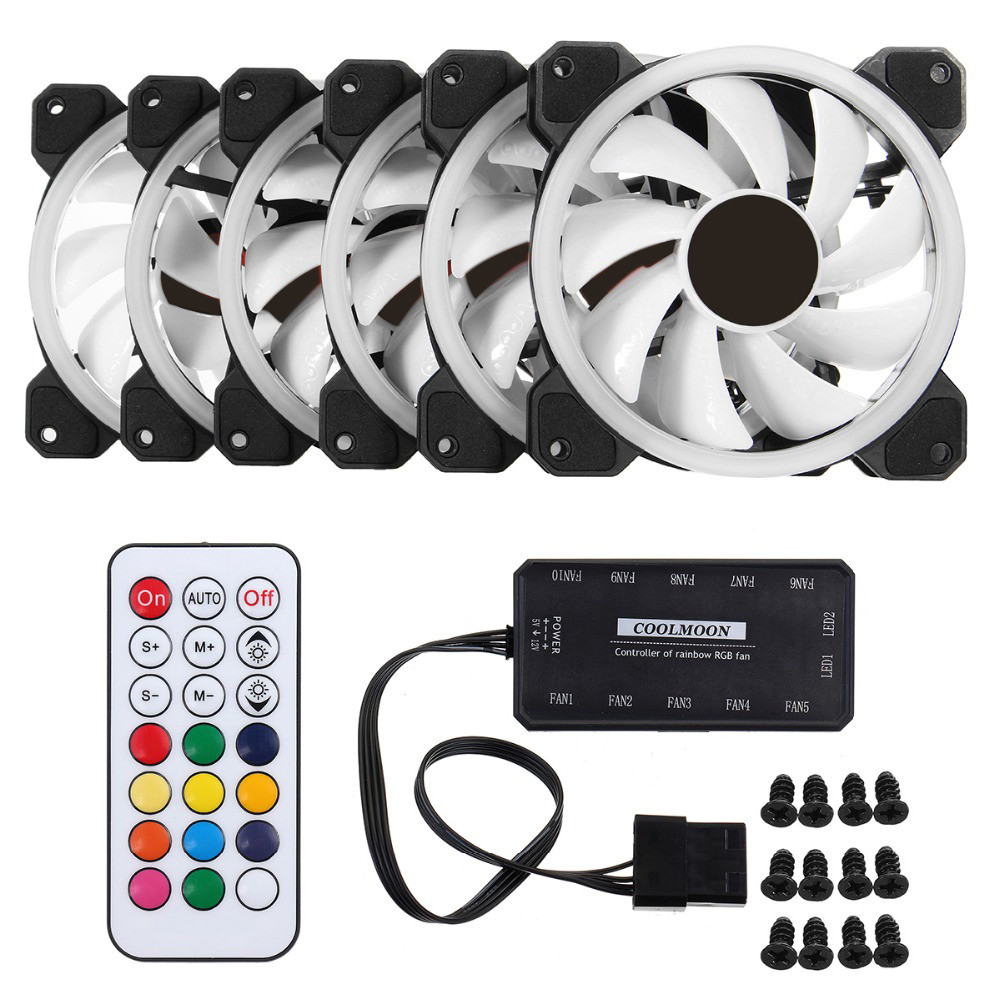 Computer Case PC Cooling Fan RGB Adjust LED 120mm Quiet + IR Remote New Computer Cooler Cooling RGB