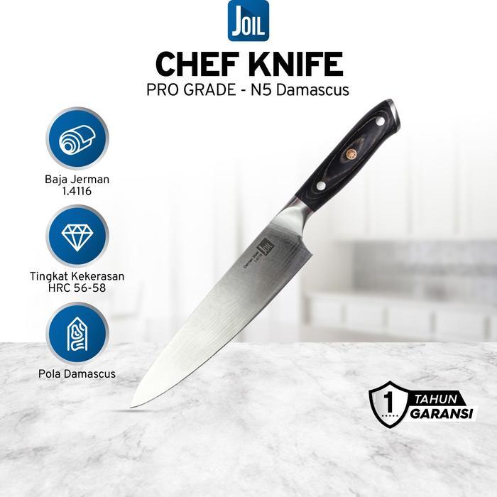 JOIL PISAU DAPUR CHEF KNIFE DAMASCUS PREMIUM STAINLESS STEEL BAJA - N5-DAMASCUS