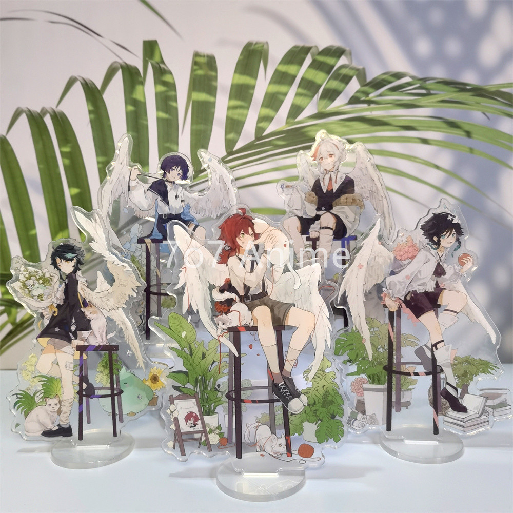 Anime Figures Genshin Impact Kaedehara Kazuha Diluc Wanderer Xiao Venti Wings Stand Model Plate Desk