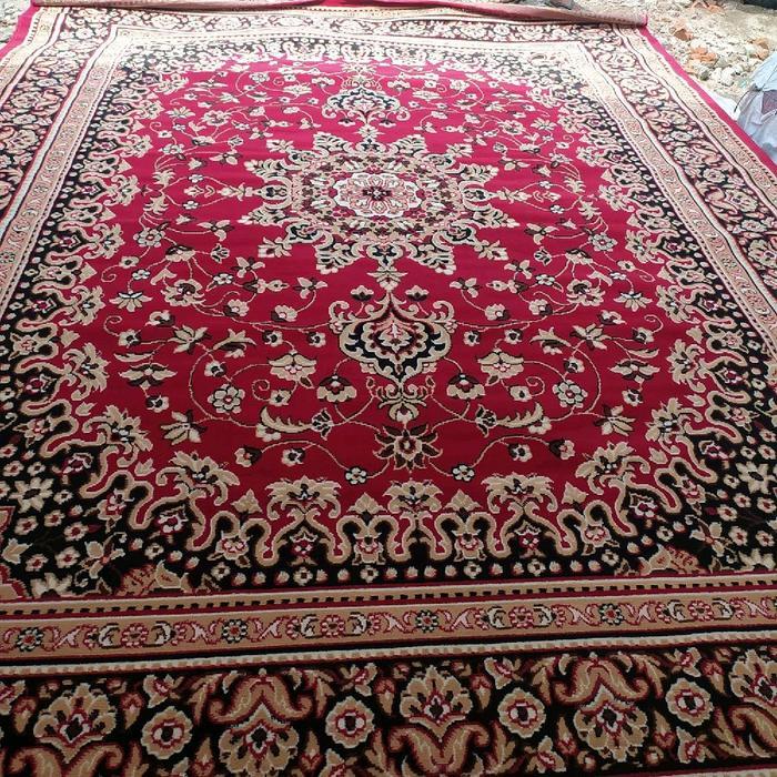 Ambal Almaya 400X600Cm Karpet Permadani Non-Rumbai Corak Bunga Klasik Turki Persia Super Jumbo 4X6M