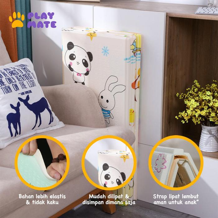 Terlaris Playmate Anak Karpet Tikar Bayi Anak 200 x 180 x 1cm Tebal 8 MM Soft Mats XPE Lipat Aman