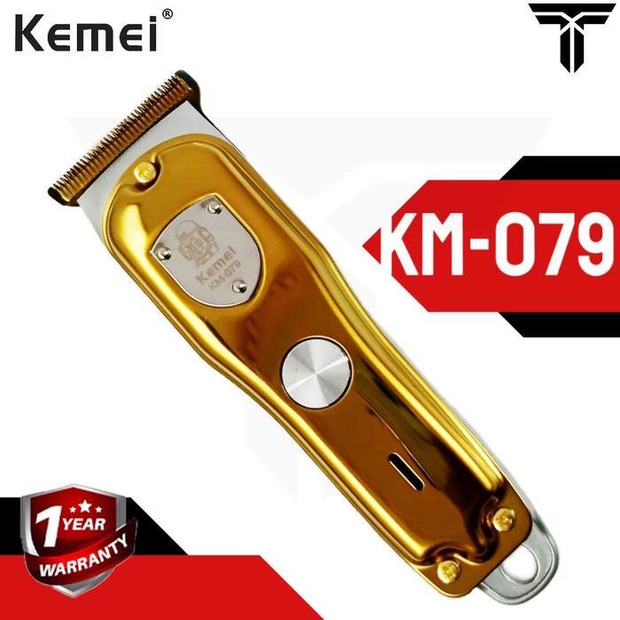 KEMEI KM 079 ALAT CUKUR RAMBUT ELEKTRIK PROFESSIONAL DENGAN MATA PISAU PRESISI T-BLADE JARAK GIGI