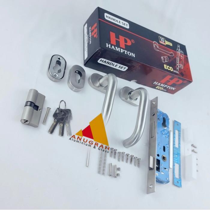 Best Seller Kunci + Handle Hampton Komplit Set Pintu Aluminium