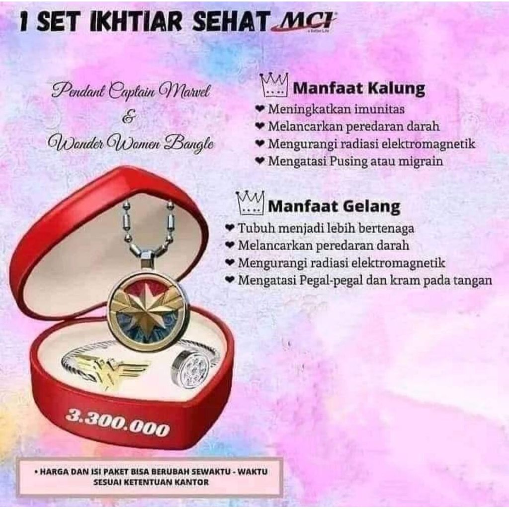PAKET WOW MCI - 1 SET KALUNG DAN GELANG KESEHATAN ORIGINAL PRODUK MGI