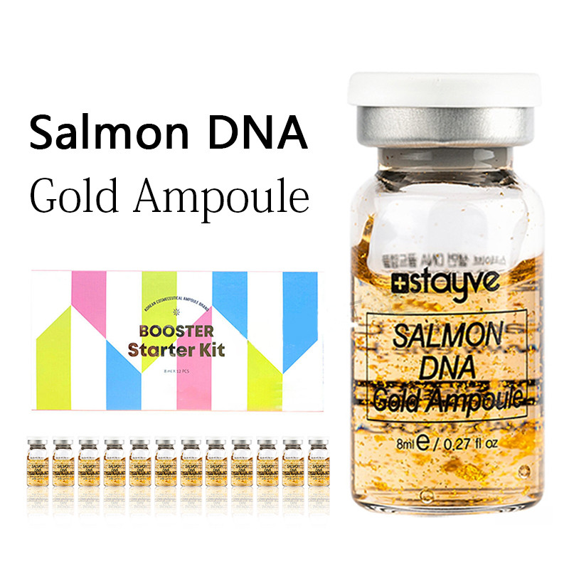 Korea 8ml Salmon DNA Gold Ampoule Skin Booster Serum Kit Stayve BB Cream Glow Brightening Whitening