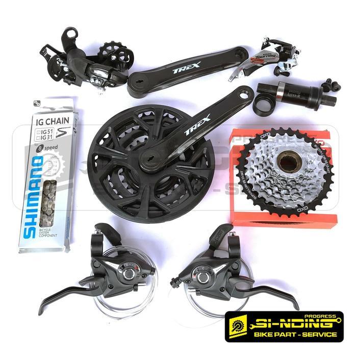 Groupset Crankset Sepeda 3 X 8 Speed Shimano Megarange Tourney Drat 34 T Tbk