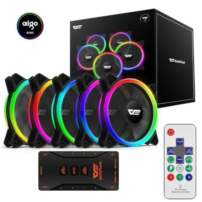 PROMO CPU COOLER AIGO DR12 PRO 5IN1 RGB DOUBLE RING [5 FAN + CONTROLLER]