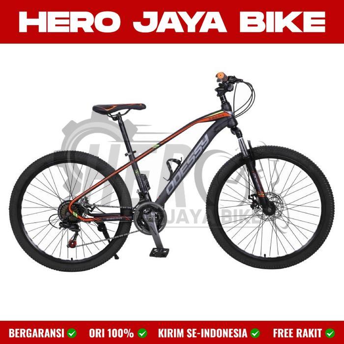 Sepeda Gunung MTB ODESSY SIBERIA Uk 24 26 27,5Inch 21Speed Rem Cakram - Orange, 24Inch